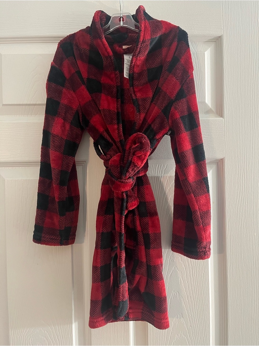 Wonder Nation Boys Fleece Robe Red and Black Buffalo Check Plaid Sz M (8)